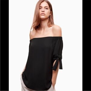 Aritzia Babaton Malik Off The Shoulder Tie Black Top Large